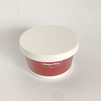 Einwand Eiscreme Papier Tasse mit Deckel 4oz 130ml Rot Takeaway Behälter
