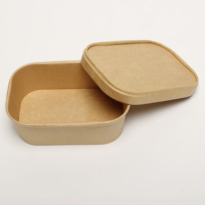 500 ml rechteckige Kraftpapier Salat Schüssel mit Deckel biologisch abbaubare Lebensmittelqualität