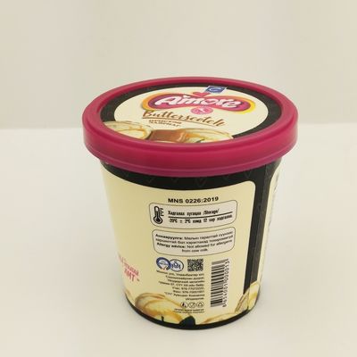 6oz 175ml Papier gefrorene Joghurtbecher, flacher Deckel benutzerdefinierte Eiscreme Papierbecher mit Löffel