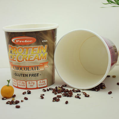 Öko-freundliche Eiscreme-Papier-Tasse mit Deckel 16oz 475ml gefrorener Joghurt-Container