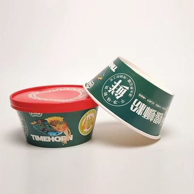 1200 ml Rundpapier Salatschalen mit Deckel Wasserdichte Lebensmittelverpackung