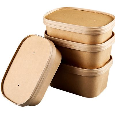 Maßgeschneiderter Quadrat mit Abdeckung für den Druck, Mehrzweck-Kraft Salatschüssel rechteckige Papierbox, sowohl Papierabdeckung als auch De