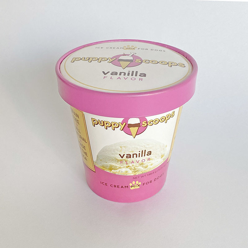Custom Druck Eiscreme Papier Tasse mit Deckel für gefrorenen Joghurt 14oz 420ml