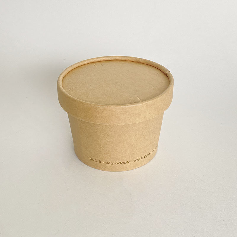 Warme Suppe Papier Tasse mit Deckel 8oz 240ml PE beschichtet Kraft Takeaway Nudelschalen
