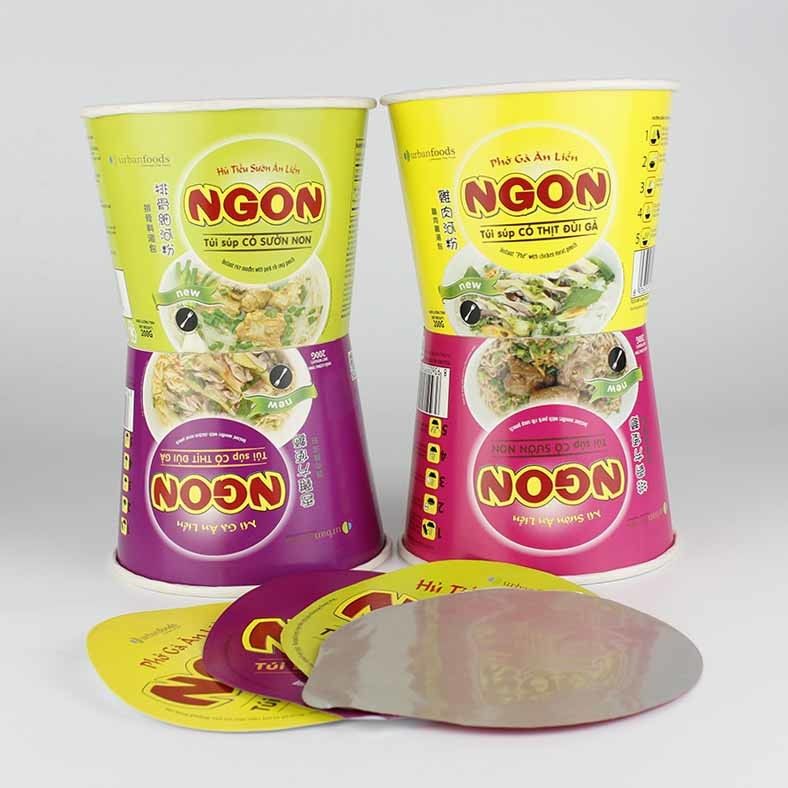 Maßgeschneidertes, umweltfreundliches Lebensmittelpapier Instant Noodle Cup Noodles Verpackung mit Aluminiumsiegeldeckel