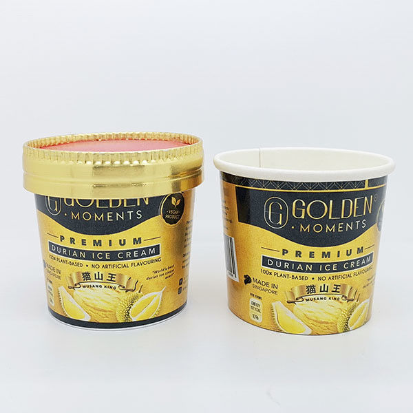 Einmalverpackung aus Eiscreme-Papierkügeln, Verpackung aus verdünntem Joghurtpapier mit Papierdeckel