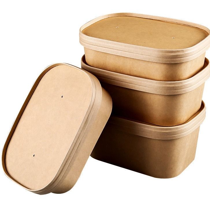 Maßgeschneiderter Quadrat mit Abdeckung für den Druck, Mehrzweck-Kraft Salatschüssel rechteckige Papierbox, sowohl Papierabdeckung als auch De